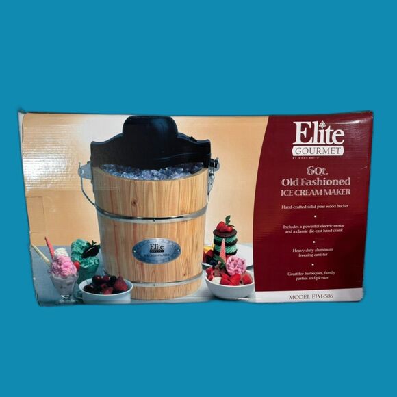Old-Fashioned Ice Cream Maker - Elite Gourmet EIM-506 6-Qt.